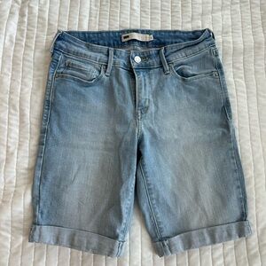Levi’s Light Blue Cuffed Jean Shorts with Classic Design